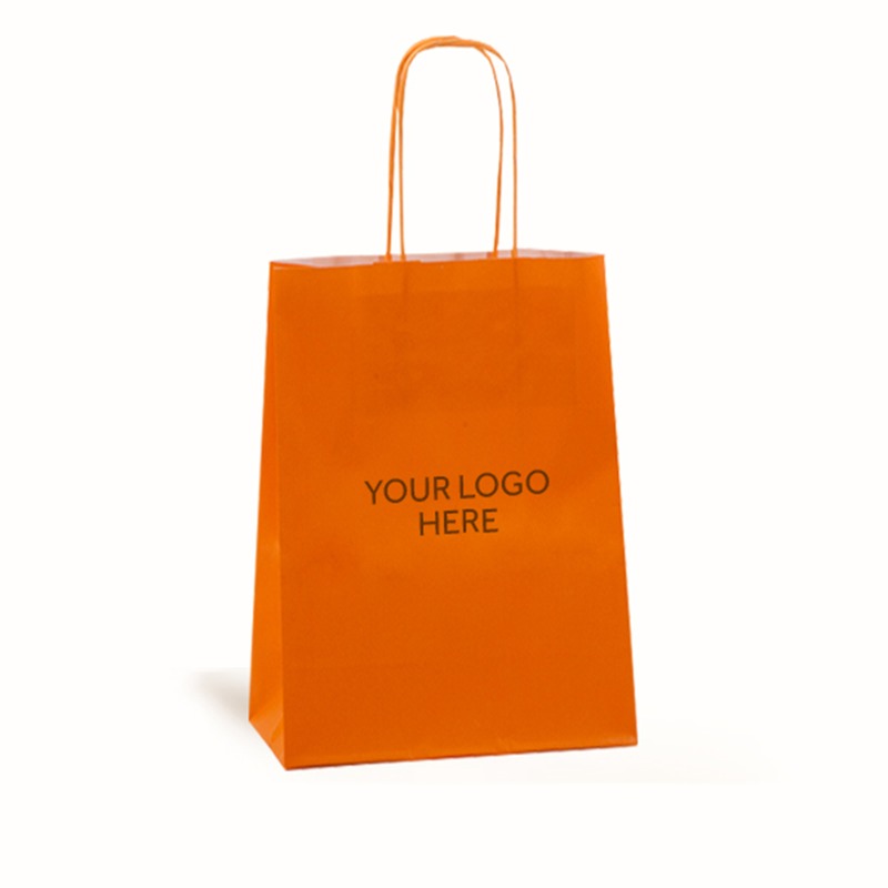 Orange Printed Paper Carrier Bags with Twisted Handles