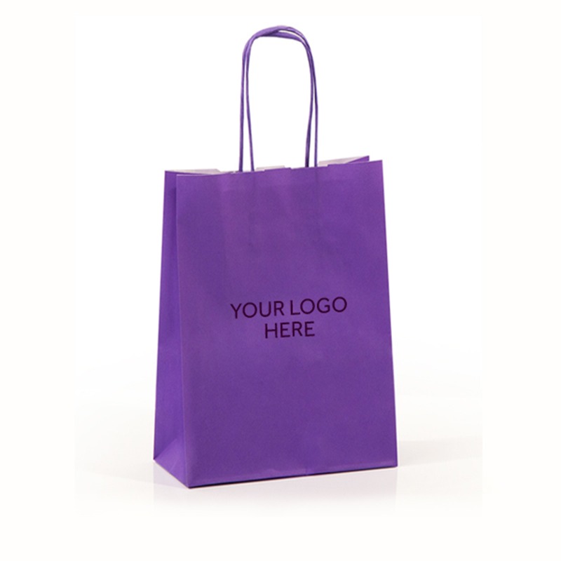 Lilac Printed Paper Carrier Bags with Twisted Handles