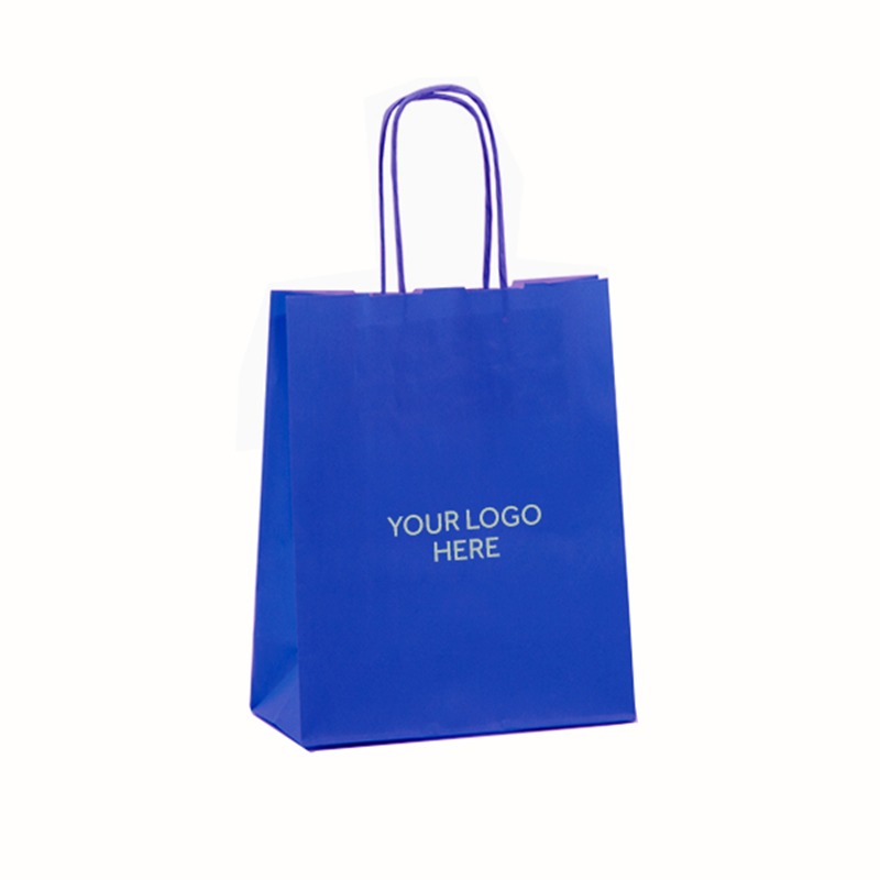 Ocean Blue Printed Paper Carrier Bags with Twisted Handles