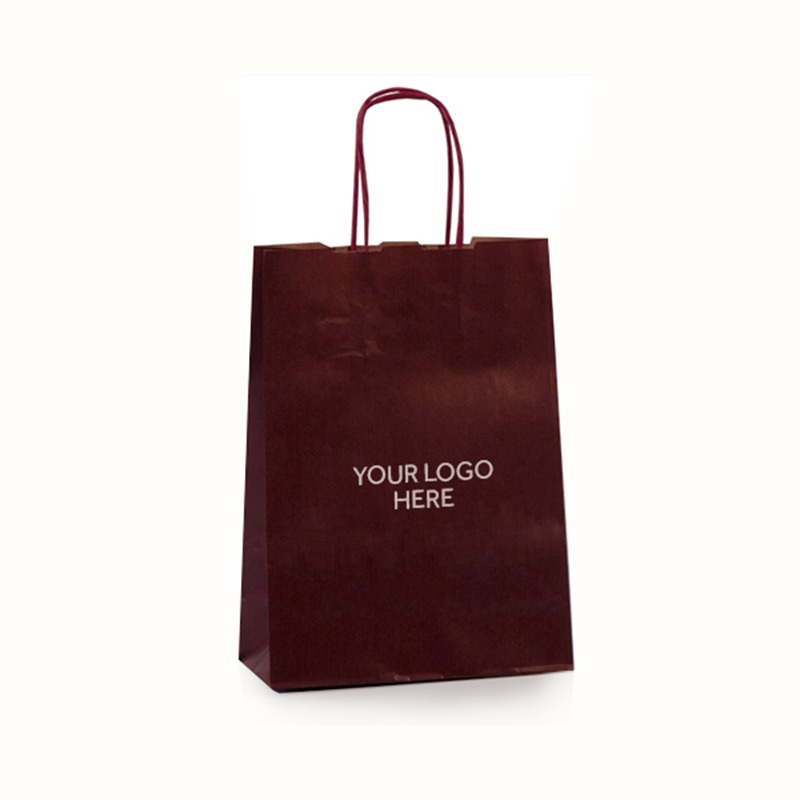 Burnt Red Printed Paper Carrier Bags with Twisted Handles